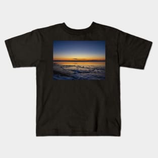 Dawn at an Icy Beach in Tracadie, New Brunswick Canada v1 Kids T-Shirt